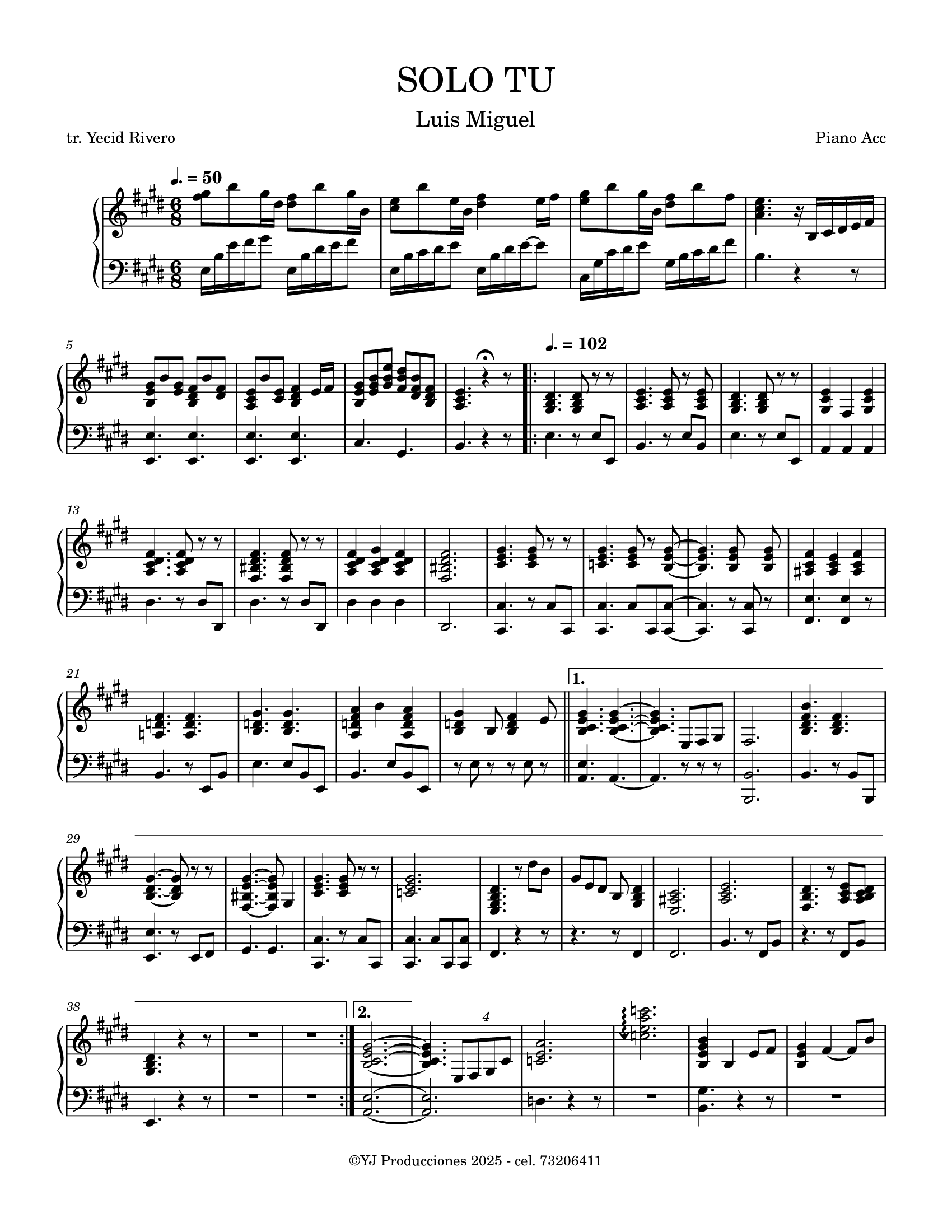 Partitura Solo Tú